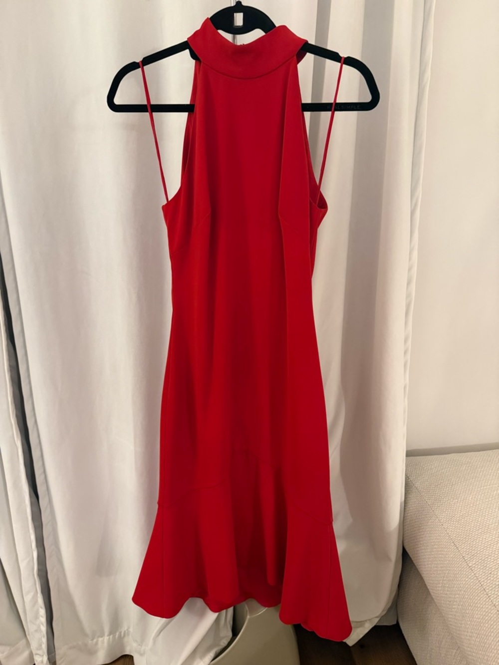 Badgley Mischka Red Halter Midi Dress